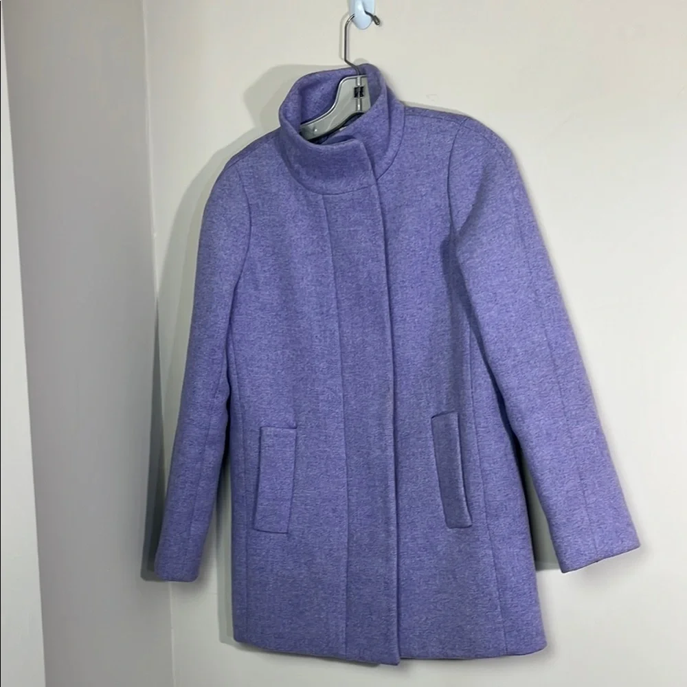 J. Crew city cocoon pea coat in lilac. Wool blend